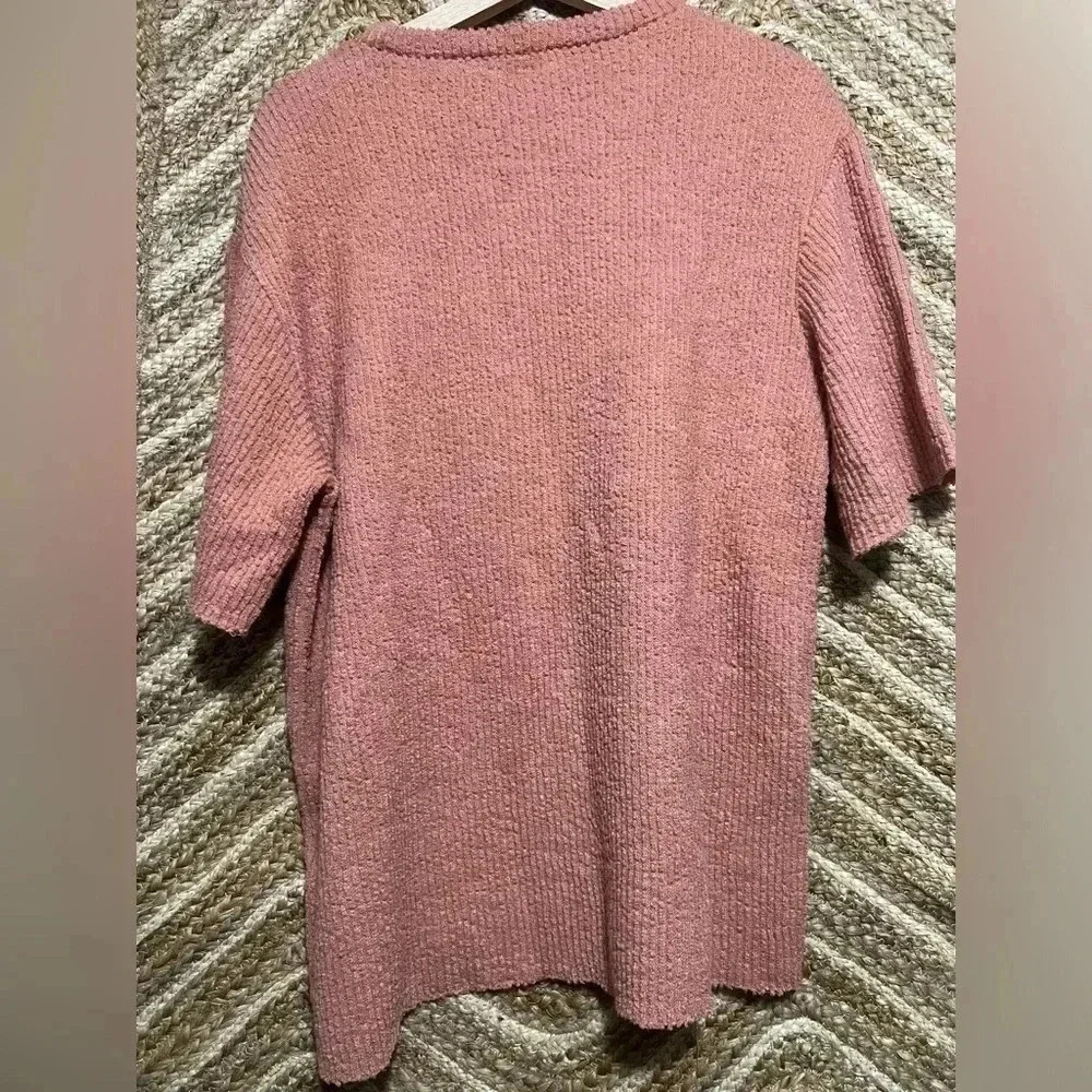 Zara Dusty Rose Short Sleeve Crewneck Sweater - Picture 4 of 7